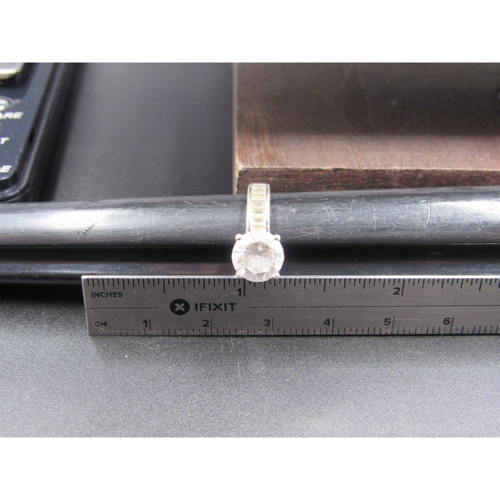 Size 6.25 Sterling Silver Round Cubic Zirconia With Channel Accents Band Ring - Picture 7 of 8